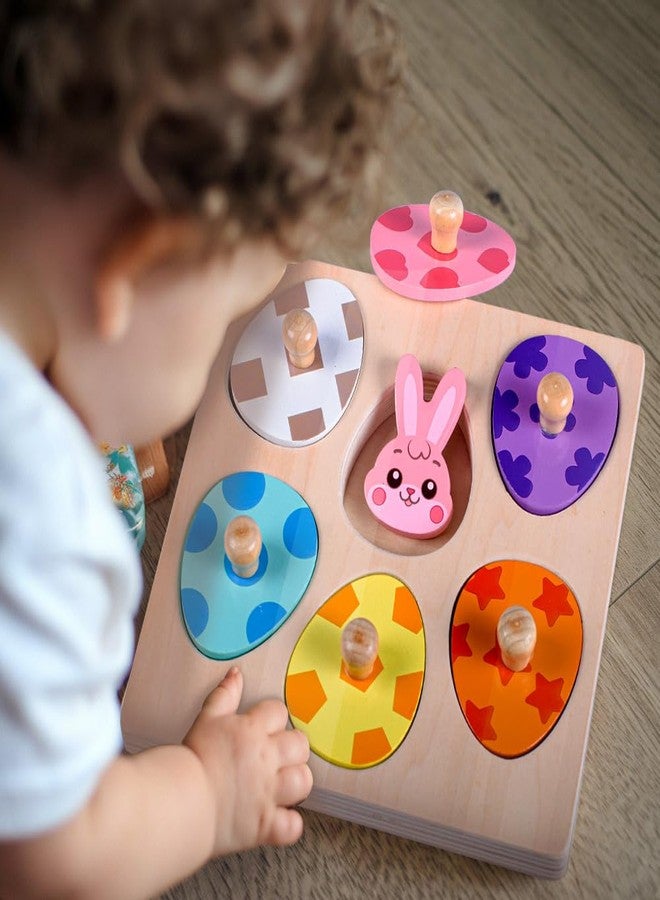 Waybla Easter Basket Stuffers - Easter-Themed Wooden Peg Puzzle for Toddlers 1-3 Years, Montessori Educational Toy and Learning Activity - Image 3